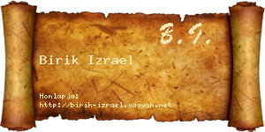 Birik Izrael névjegykártya